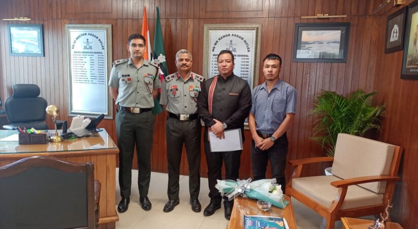 Shri N. Solomon Beihlotha, Asst. General Secretary MTP Gen.Hqrs. visits Assam Rifles Hqr. Aizawl on behalf of Mara Thyutlia Py on 8th August,2023